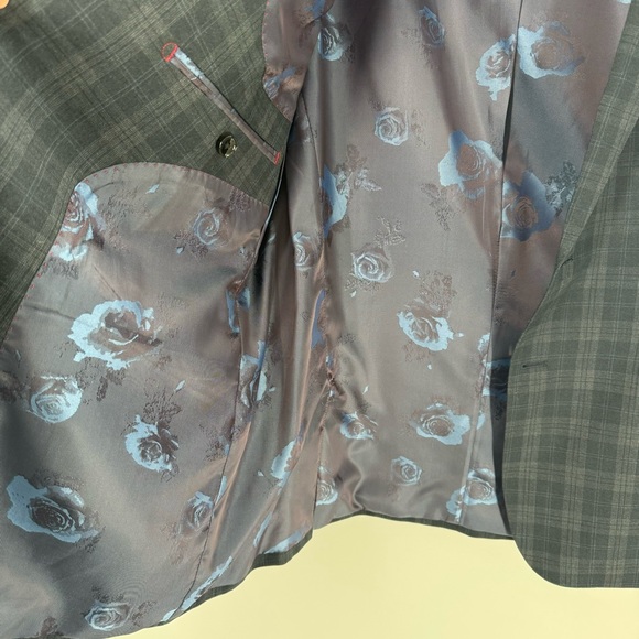 Bruun & Stengade Danish Plaid Navy Grey Men’s Blazer Jacket Size 56 - Picture 4 of 11